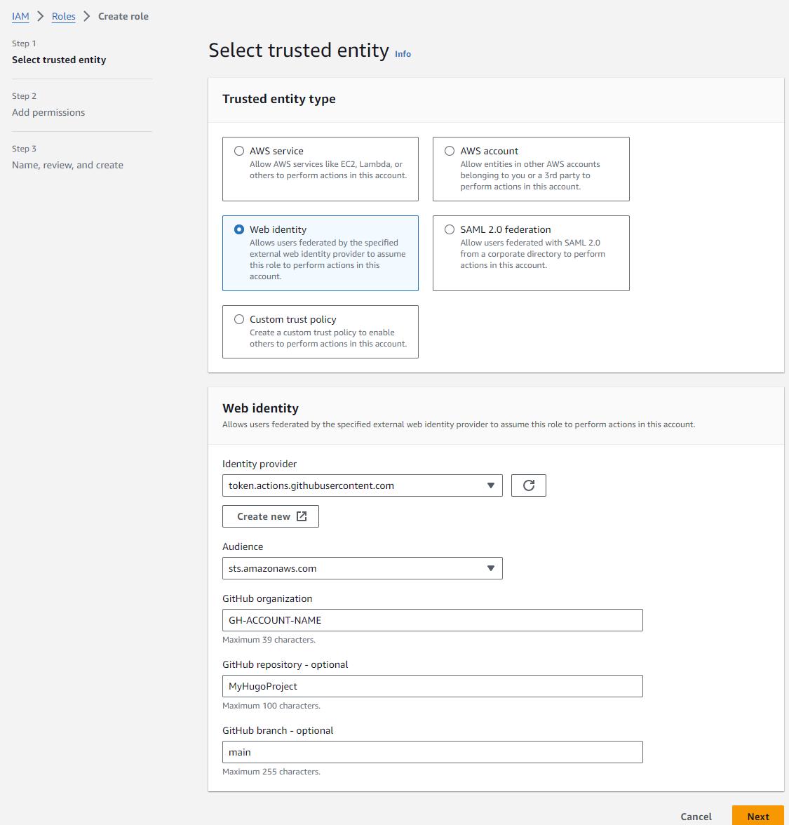 create a role for deployment