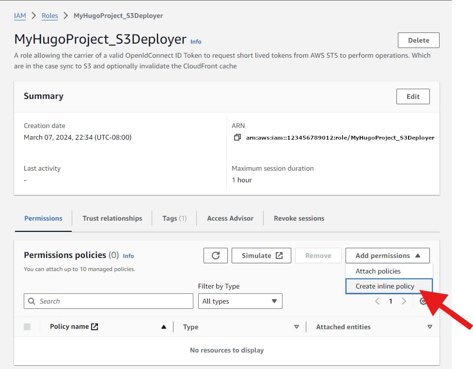 edit role inline policies